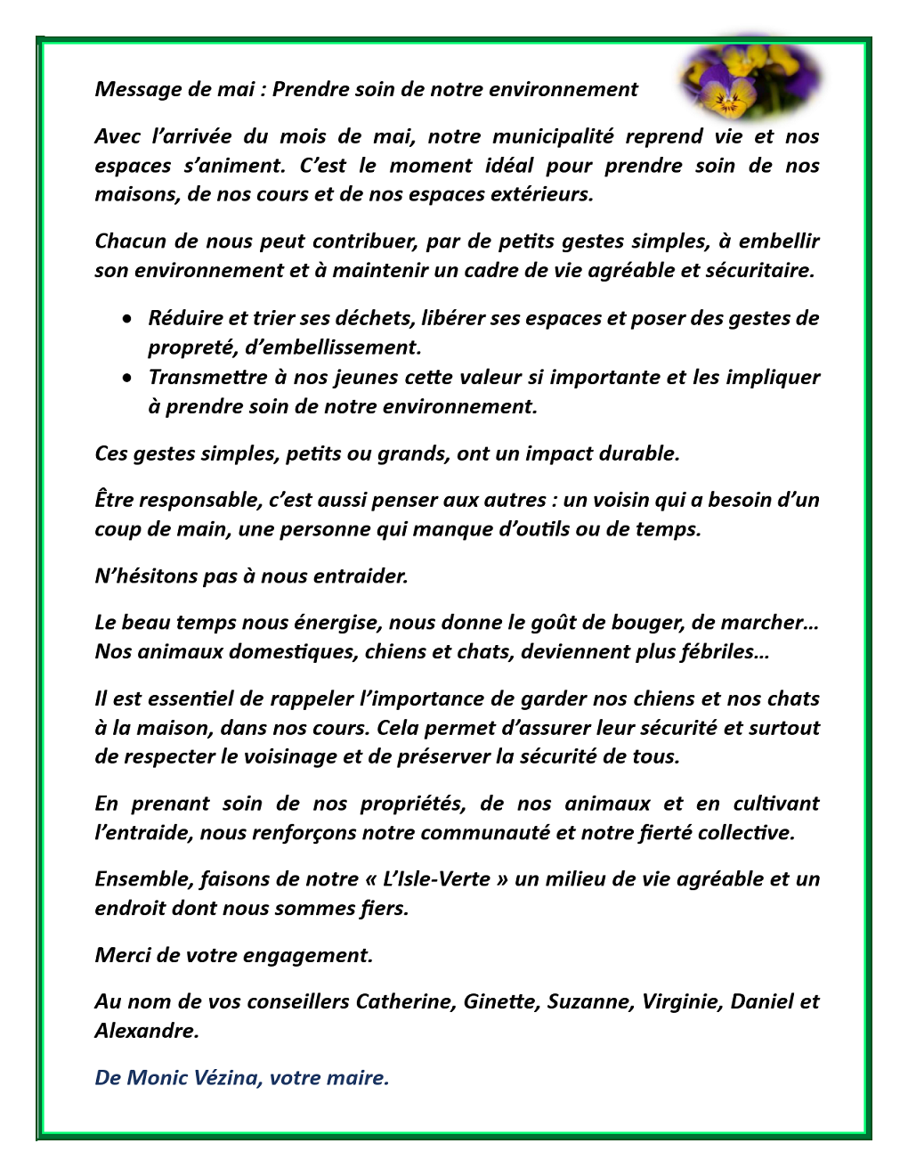 Mot du maire mai 2026